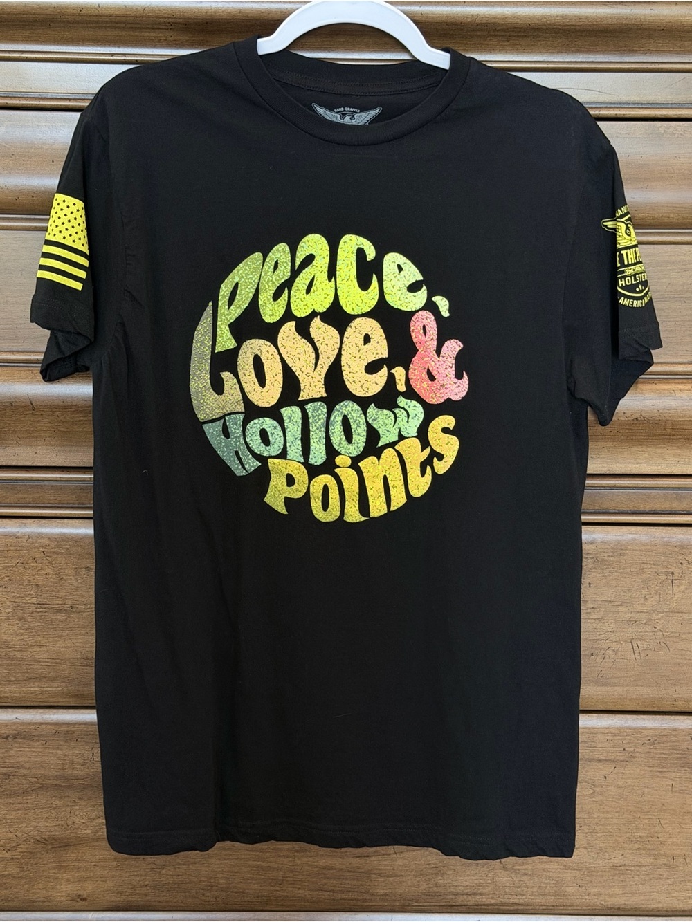 WE THE PEOPLE Black 'Peace, Love & Hollow Points' Graphic Tee New Size Medium